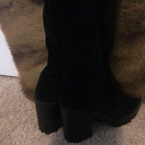 Platform Black Velvet over the knees boot